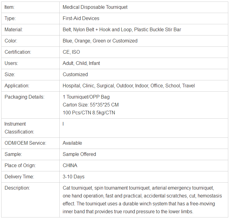 Hospital Medical First Aid Portable Garrot Tourniquet with Buckle - China  Cat Tourniquet, Tourniquet Cuff